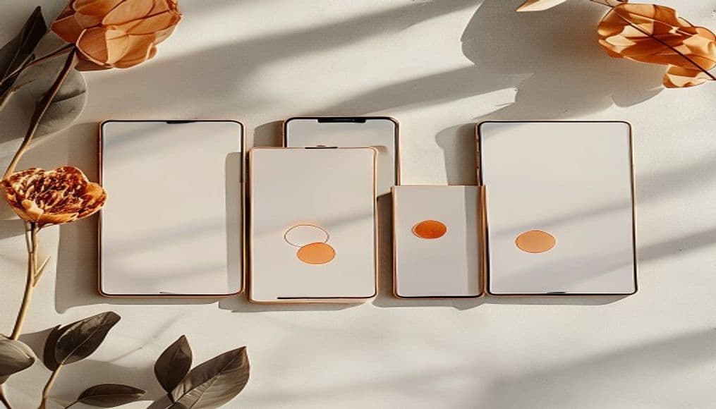 Vertical Snapchat ad frames on a warm off-white Nordic surface showing the 9:16 safe-zone layout