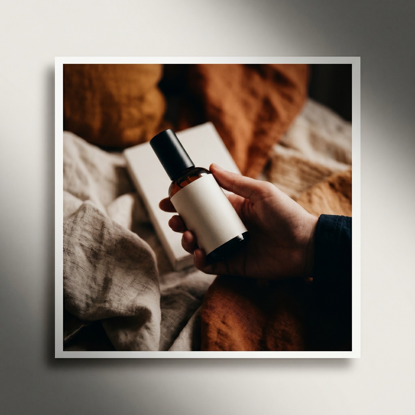Overhead of a creator vignette frame showing a warm handheld composition with soft focus.