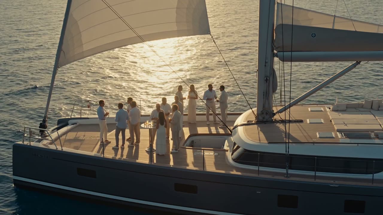 Luxury yacht lifestyle event. AI-generated cinematic brand film