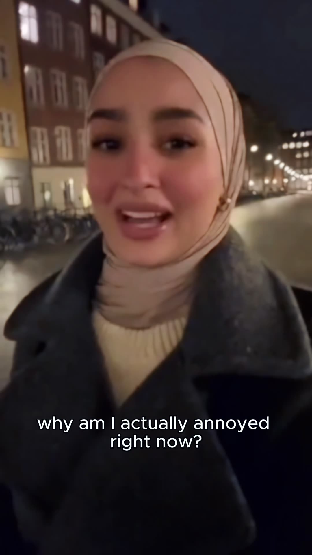 AI-generated UGC street-night monologue for a DTC brand